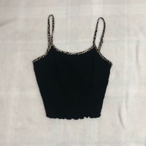 Leopard Print Black Cropped Tank Top